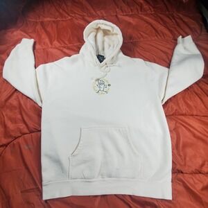STANCE Happy Foot Pullover Hoodie Size XL X-Large Cream Combed Cotton Blend
